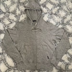 TOM FORD INTERLOCK CASHMERE HOODIE SIZE 52, GRAY, 100% CASHEMERE